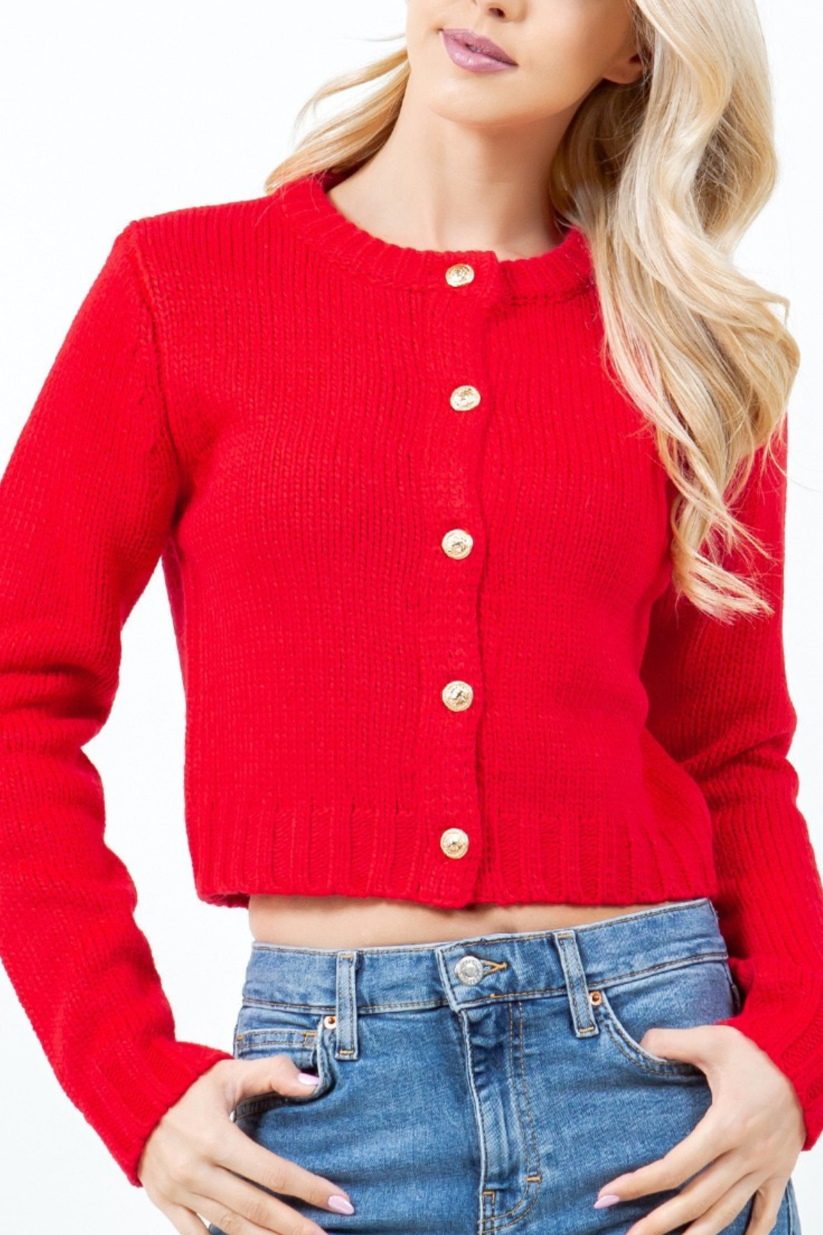 Mabel Red Cardigan Sweater