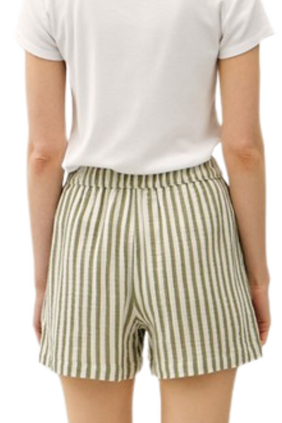 Marina Striped Cotton Shorts - Sage