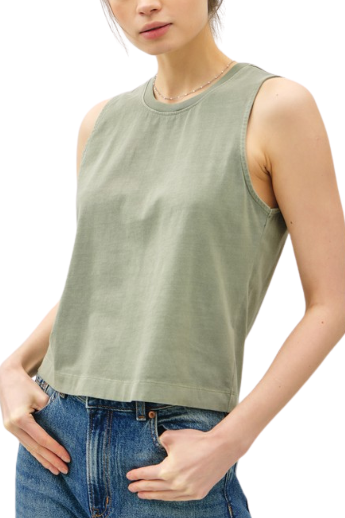 Washed Cotton Tank - Sage