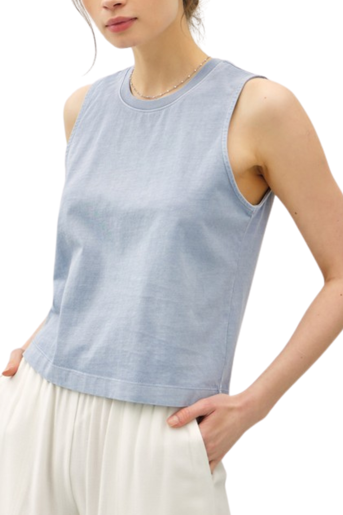Washed Cotton Tank - Blue