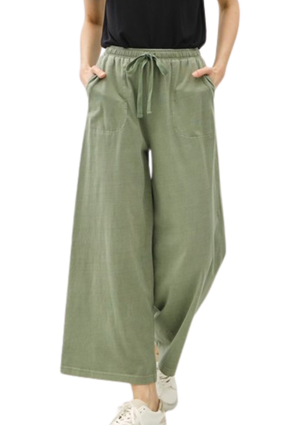 Van Cotton Wide-Leg Pants - Sage