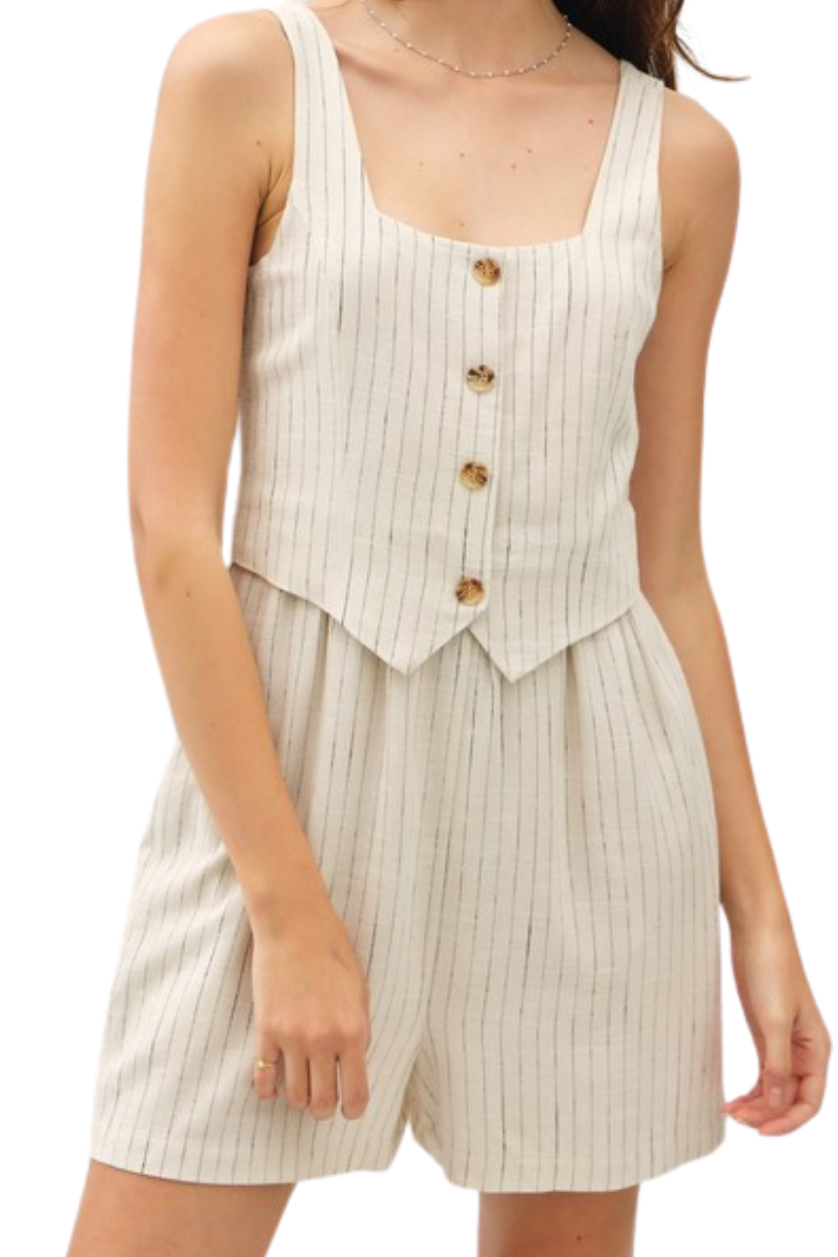 Janet Vest Romper - Stripe
