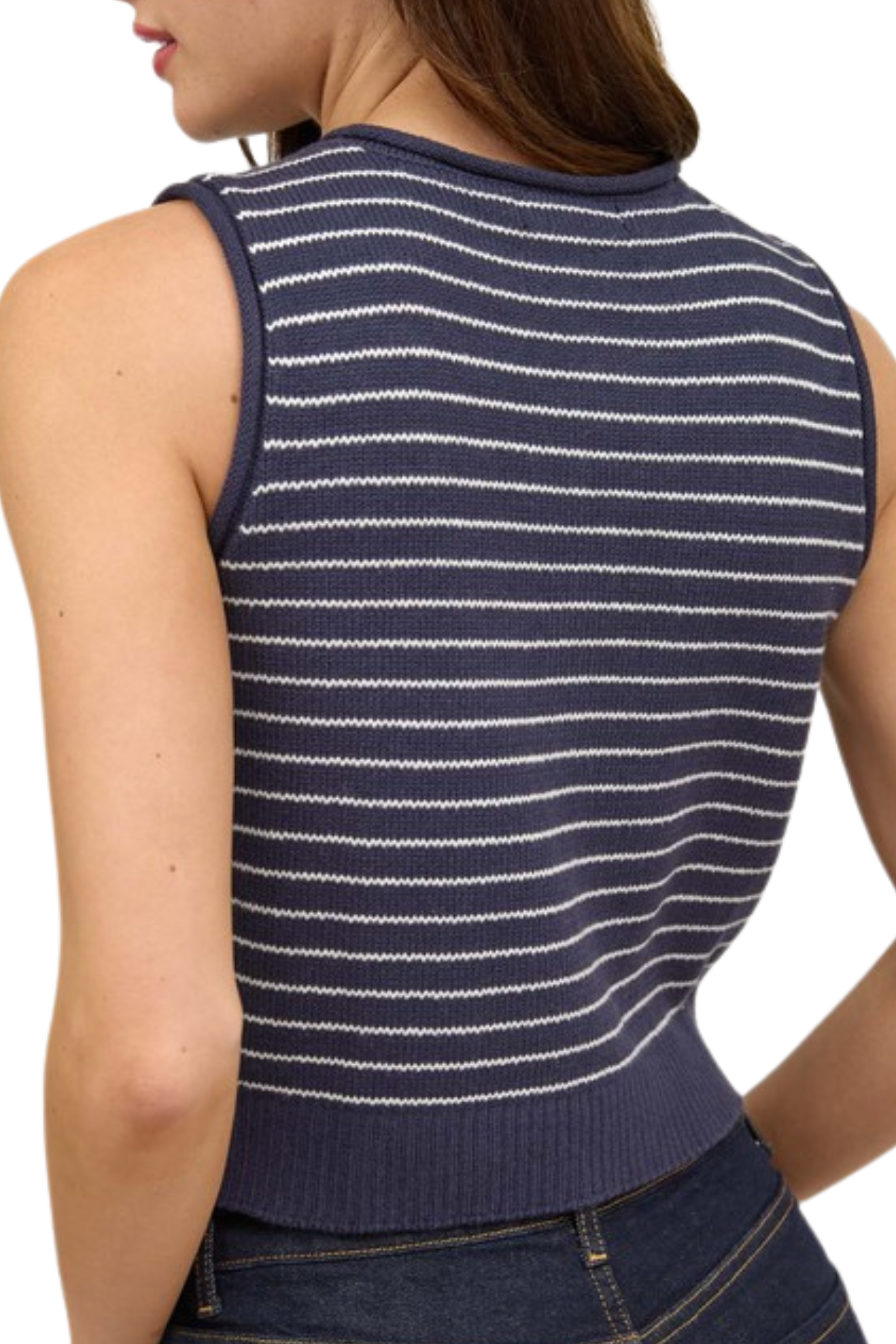 Gillian Stripe Knit Top - Navy