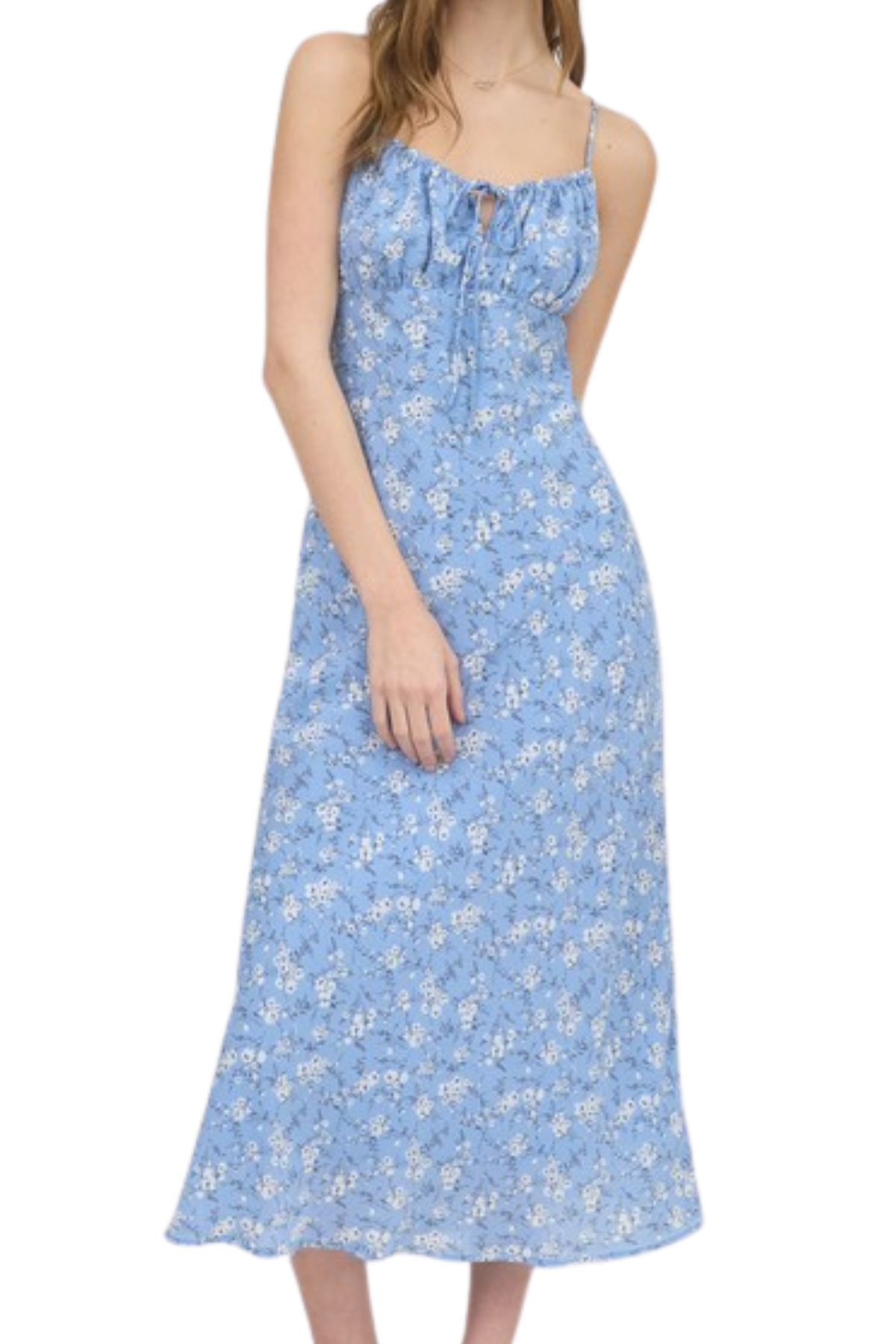 Melina Floral Midi Dress - Blue