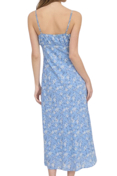 Melina Floral Midi Dress - Blue