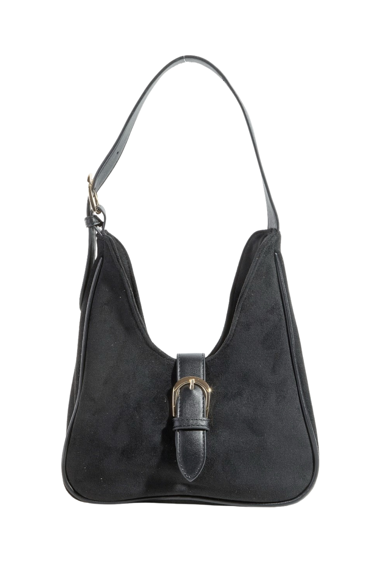 Mara Suede Buckle Bag - Black