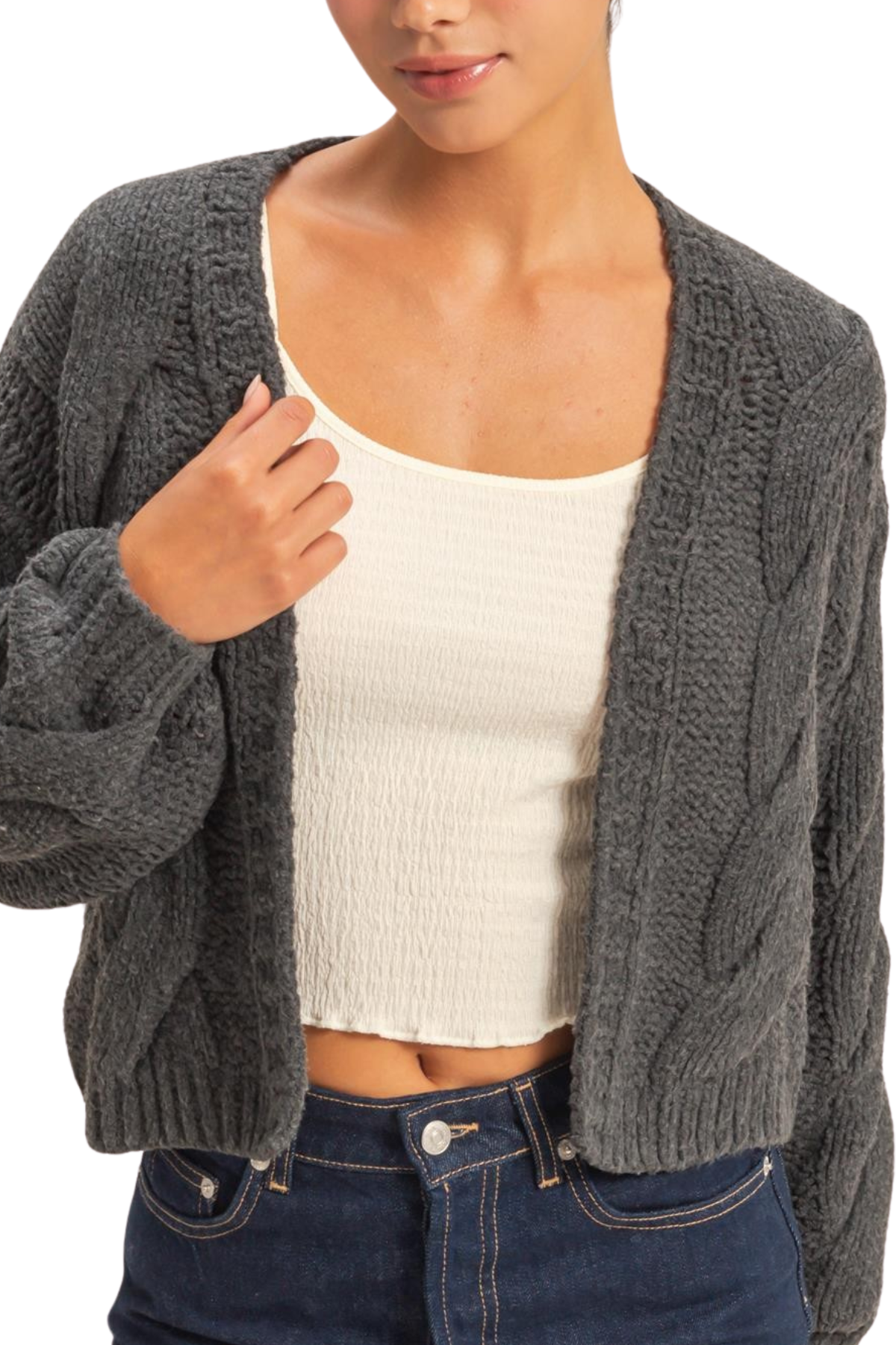 Siena Chunky Knit Cardigan - Charcoal