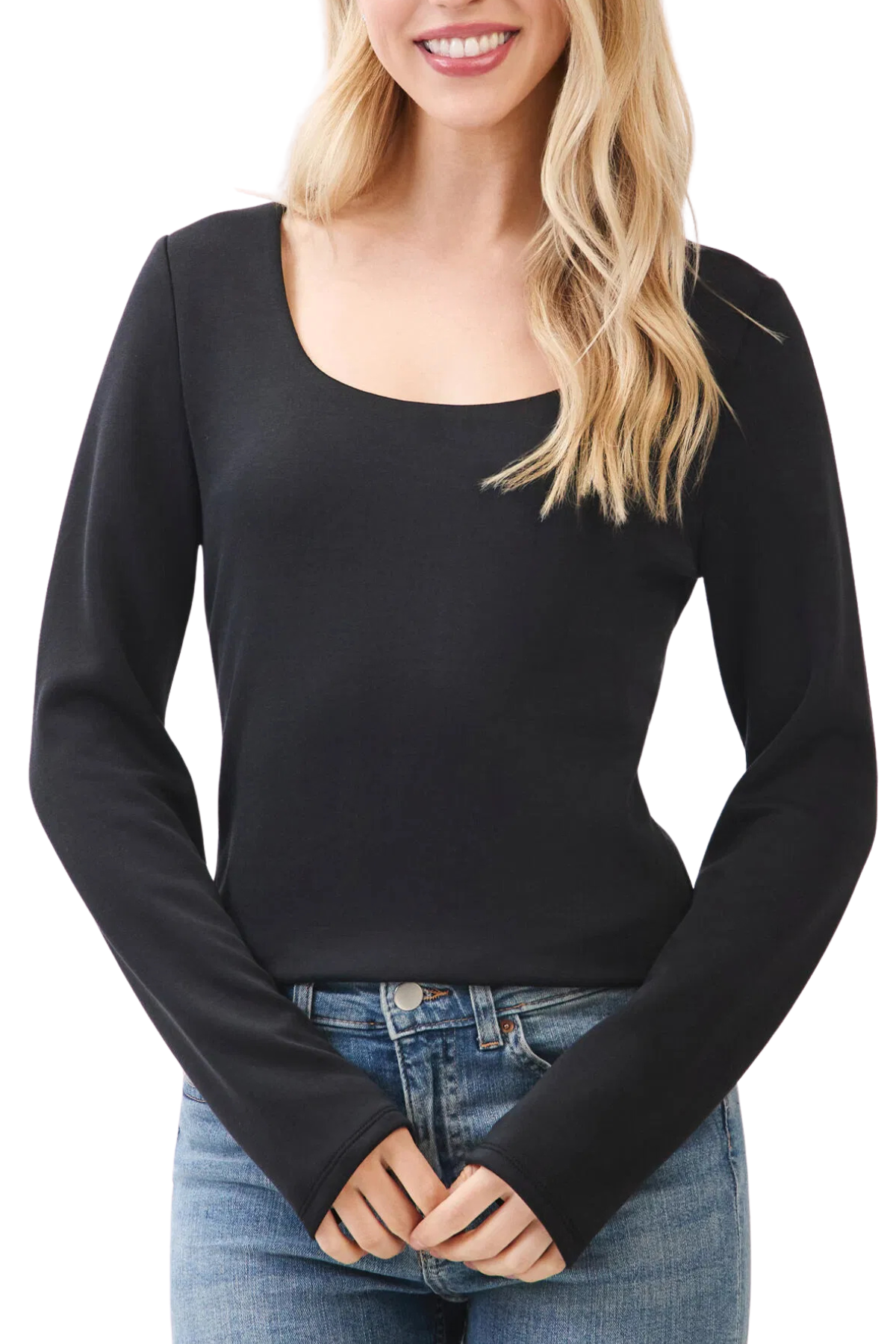 Jenae Scoop Neck Top - Black