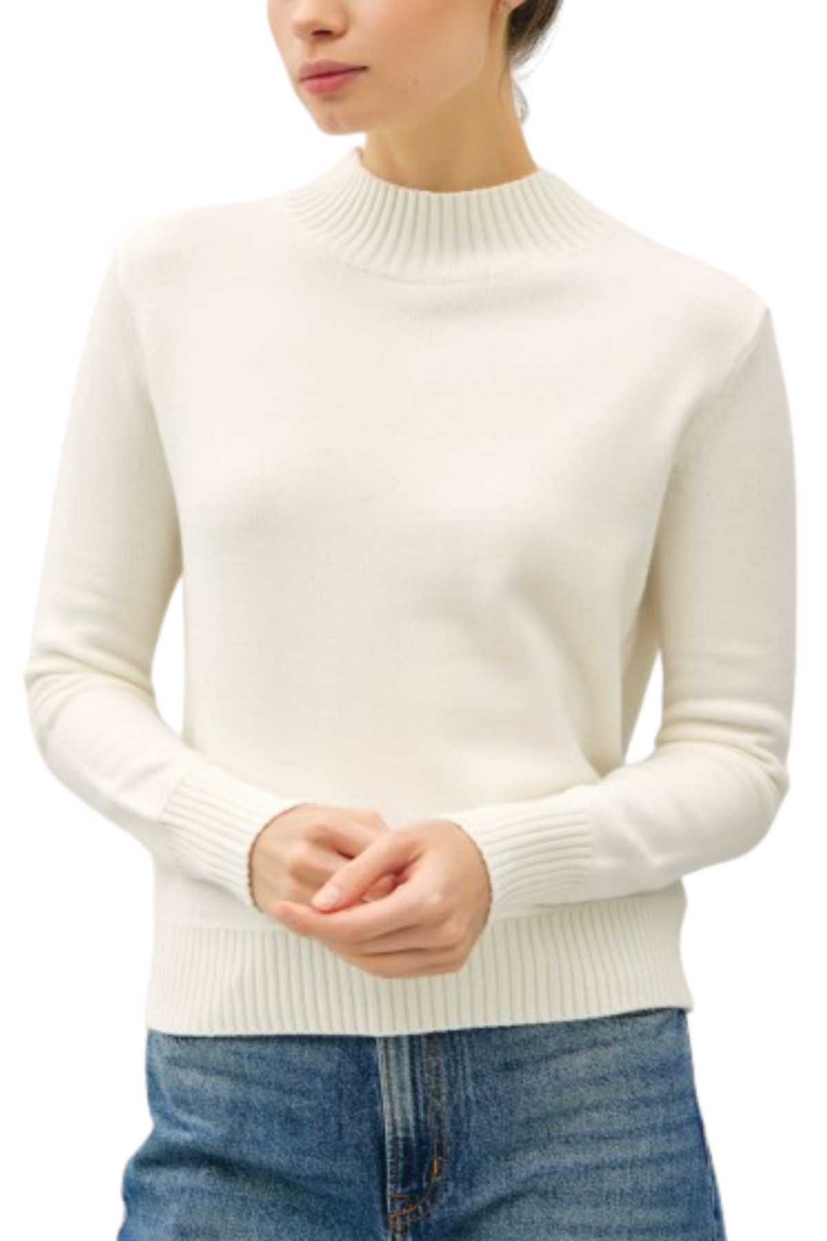 Meg Classic Mockneck Sweater - Ivory