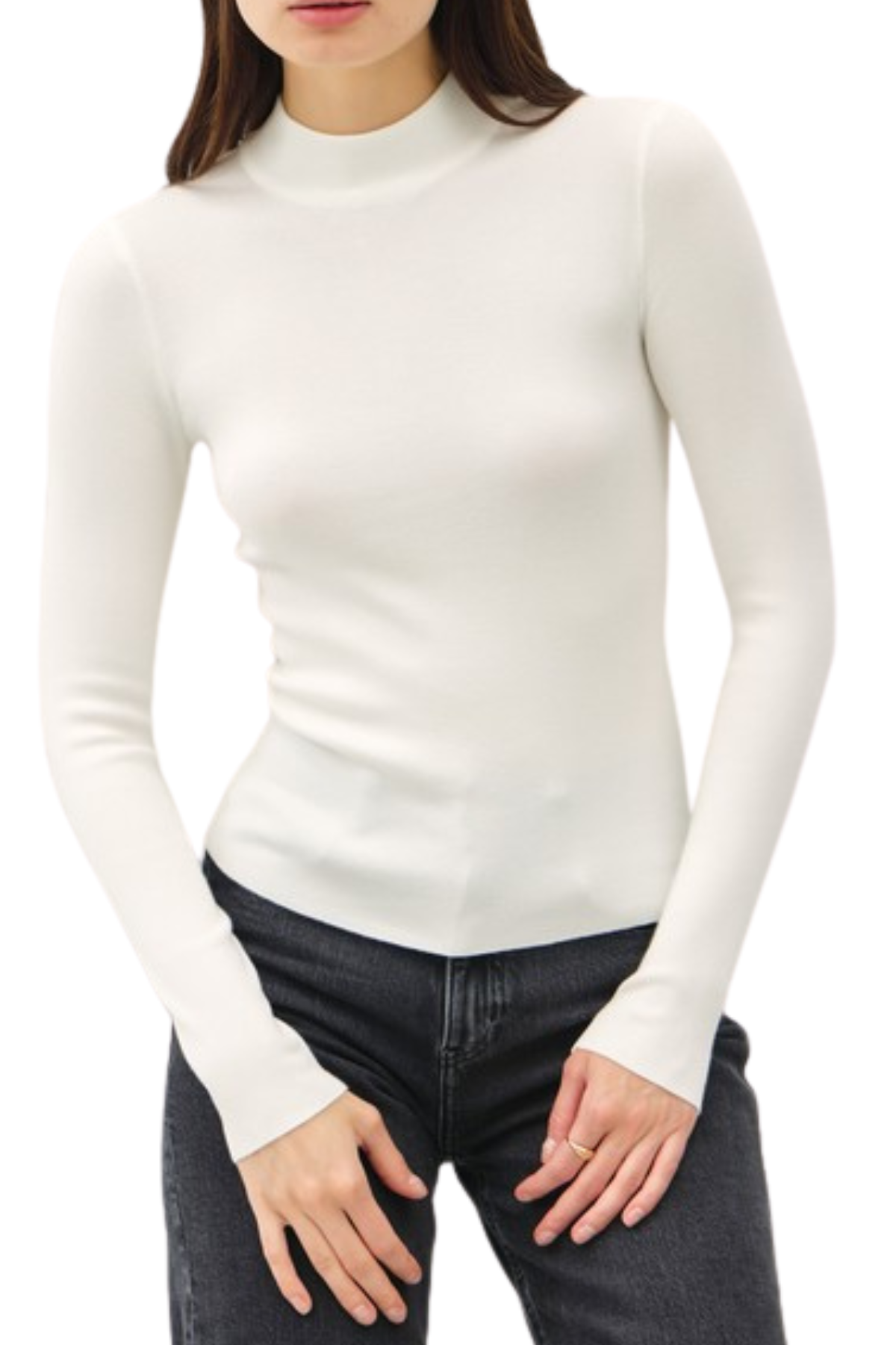 Sylvie Ribbed Mockneck Top - Ivory