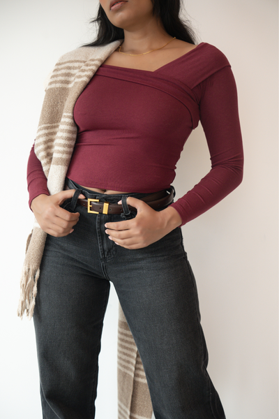 Amanda Off Shoulder Top - Burgundy