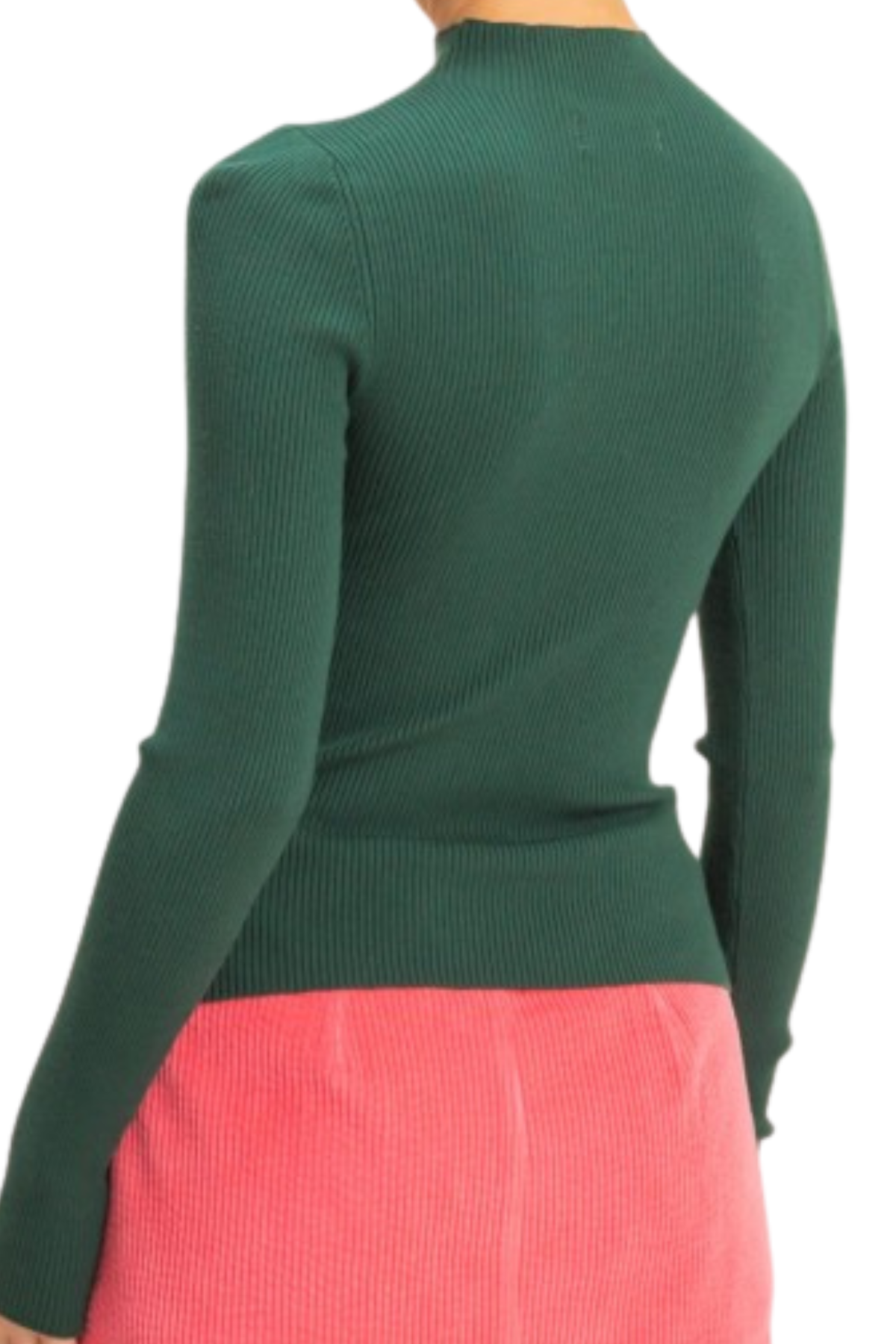 Trina Ribbed Mockneck Top - Dark Taupe