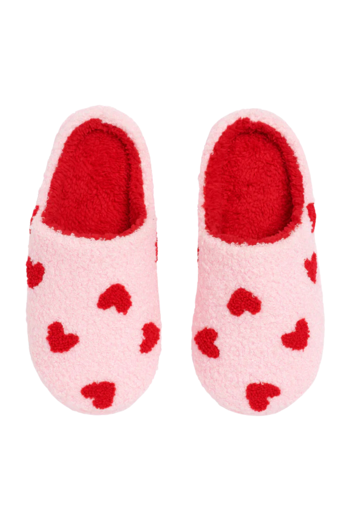 Fuzzy Heart Slippers - Pink