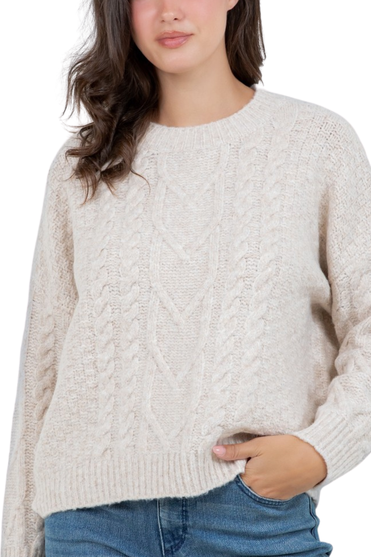 Jessie Cable Knit Sweater - Beige