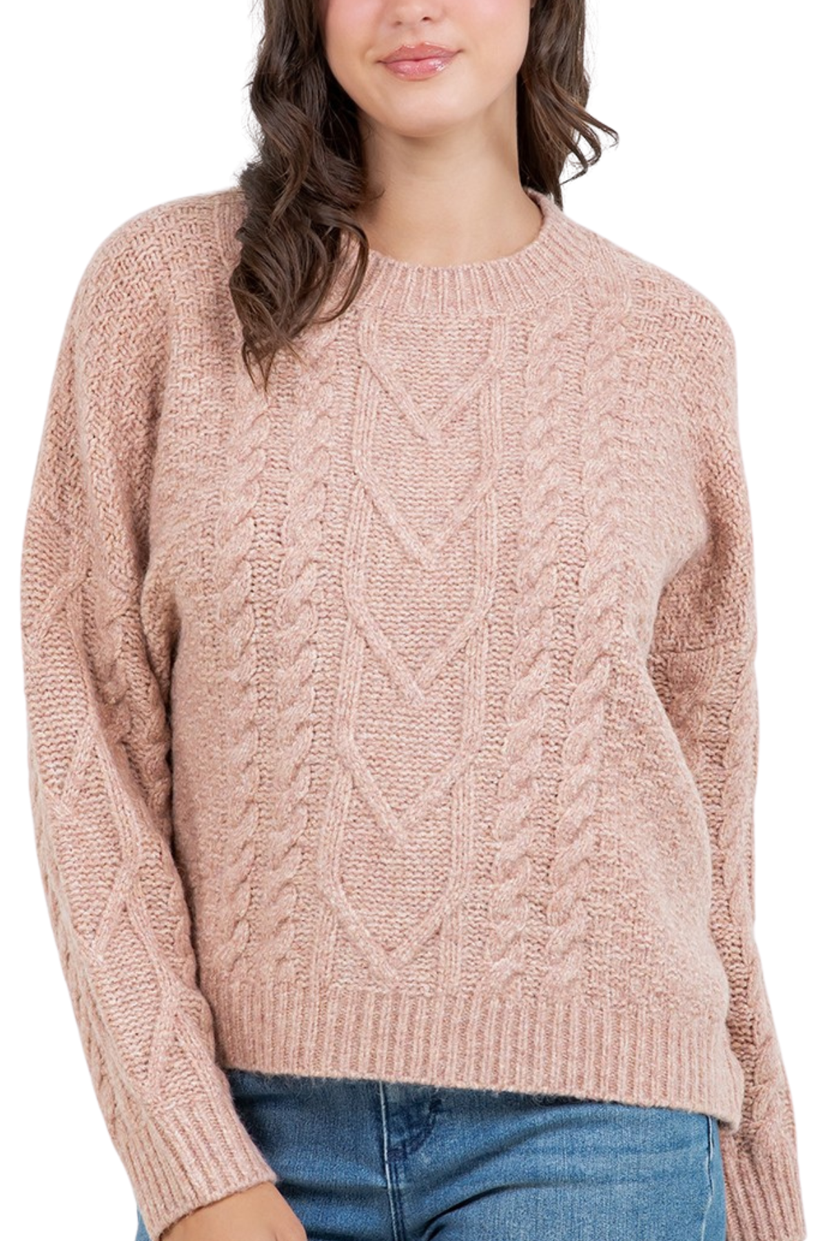 Jessie Cable Knit Sweater - Blush