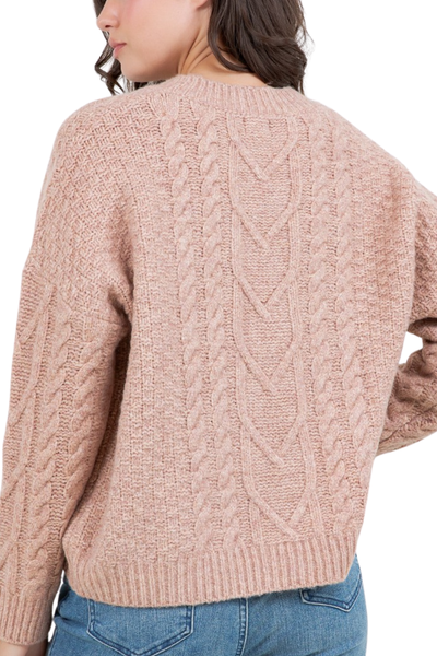 Jessie Cable Knit Sweater - Blush