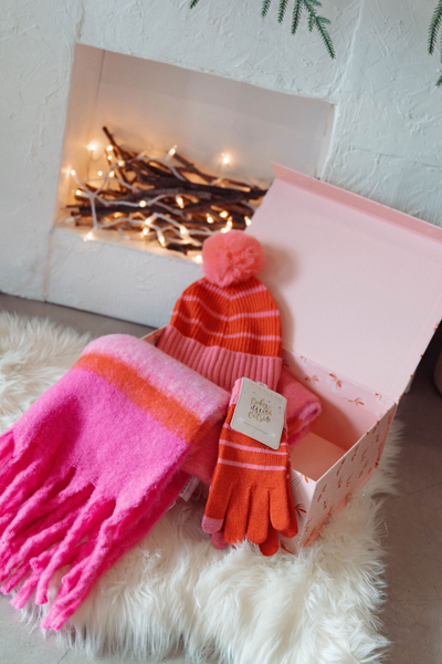 Striped Touch Screen Gloves - Red