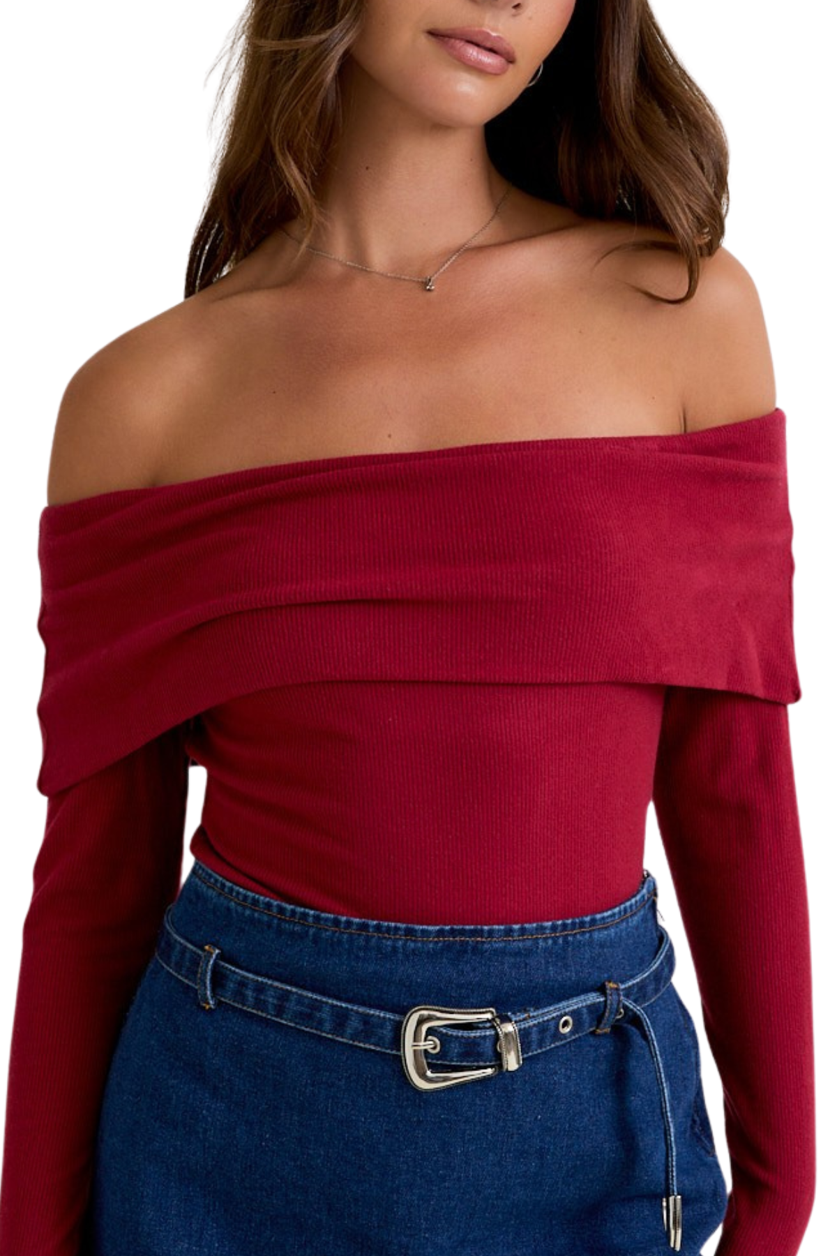 Crimson Off Shoulder Bodysuit
