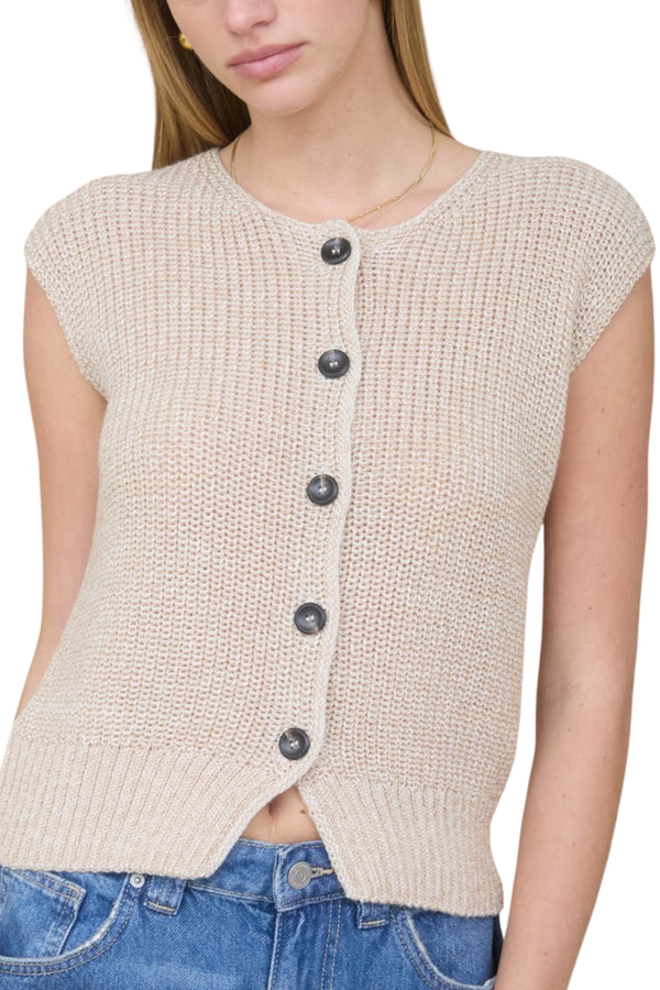 Marley Button-Up Vest - Beige