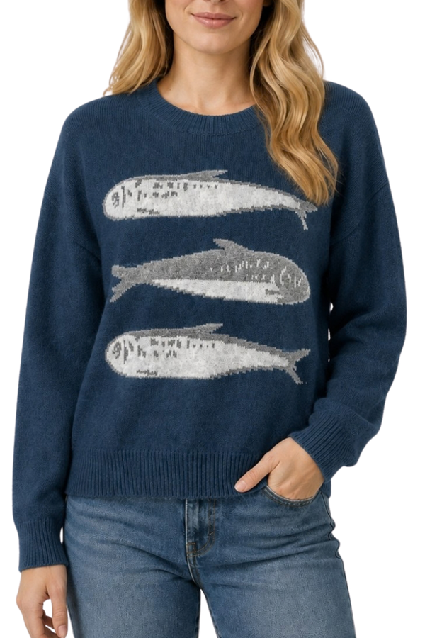 Lucky Catch Crew Sweater - Teal