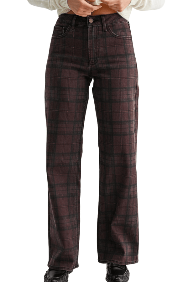 Just Black Full Length Straight - Plaid