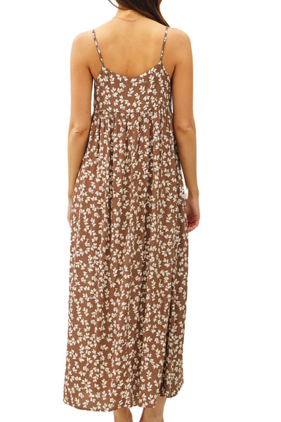Nora Floral Maxi Dress - Brown