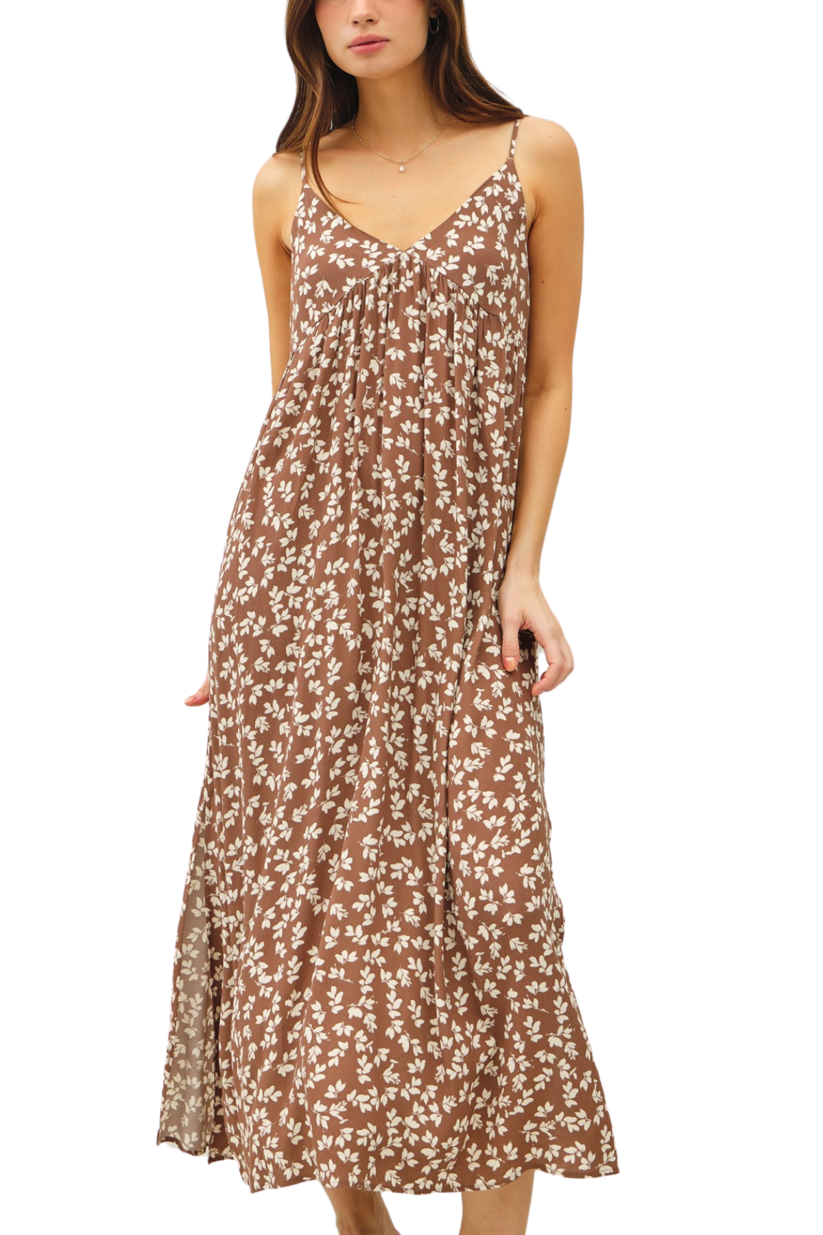 Nora Floral Maxi Dress - Brown