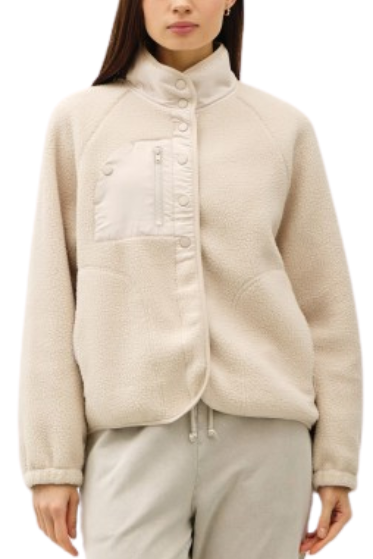 Fleece Button Up Jacket - Cream