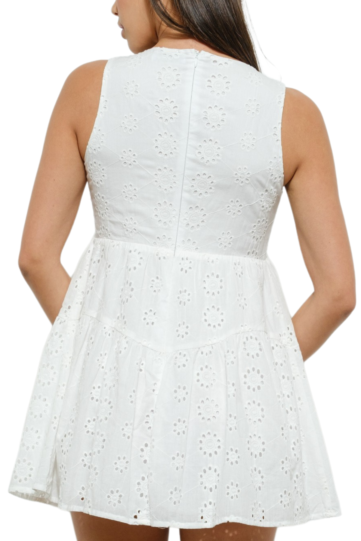 Evelyn Eyelet Mini Dress - White