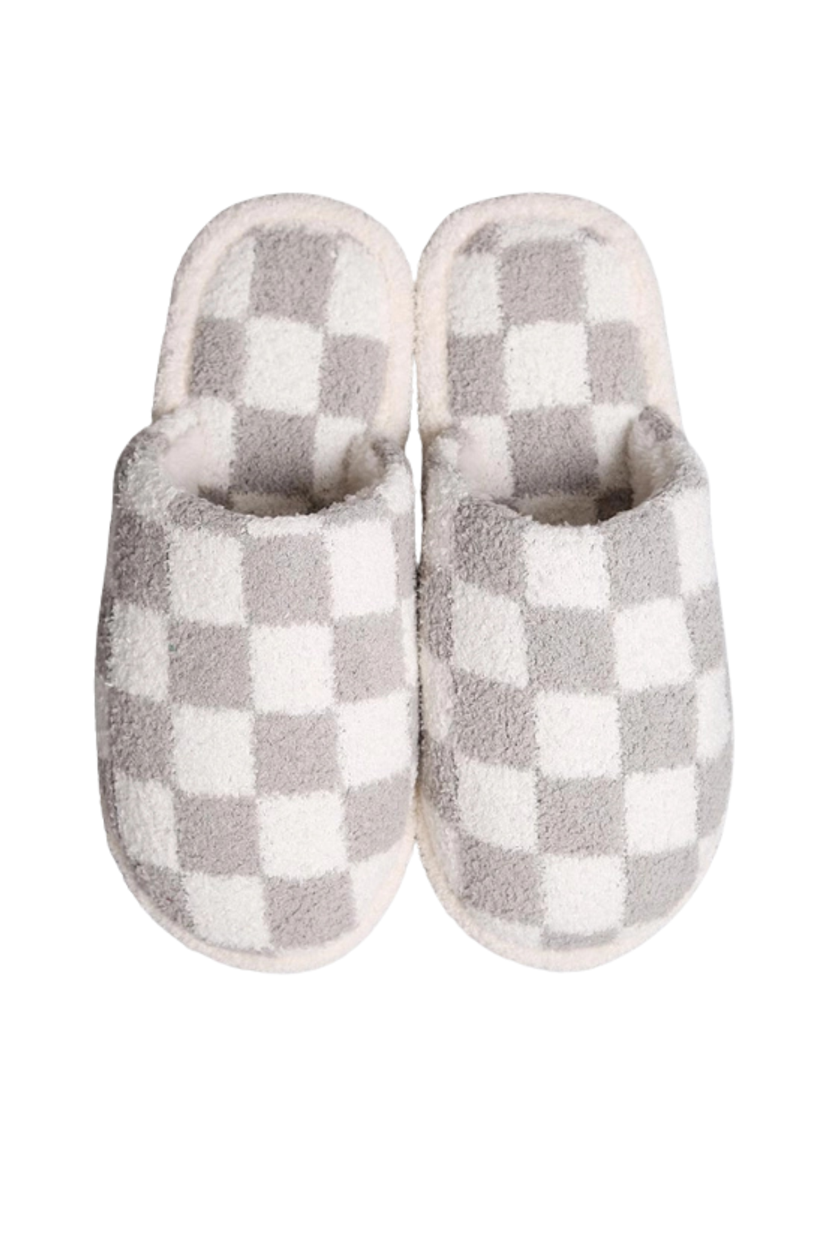 Cozy Checkered Slippers - Grey
