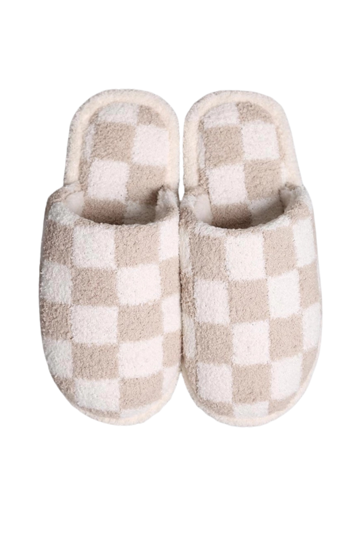 Cozy Checkered Slippers - Beige
