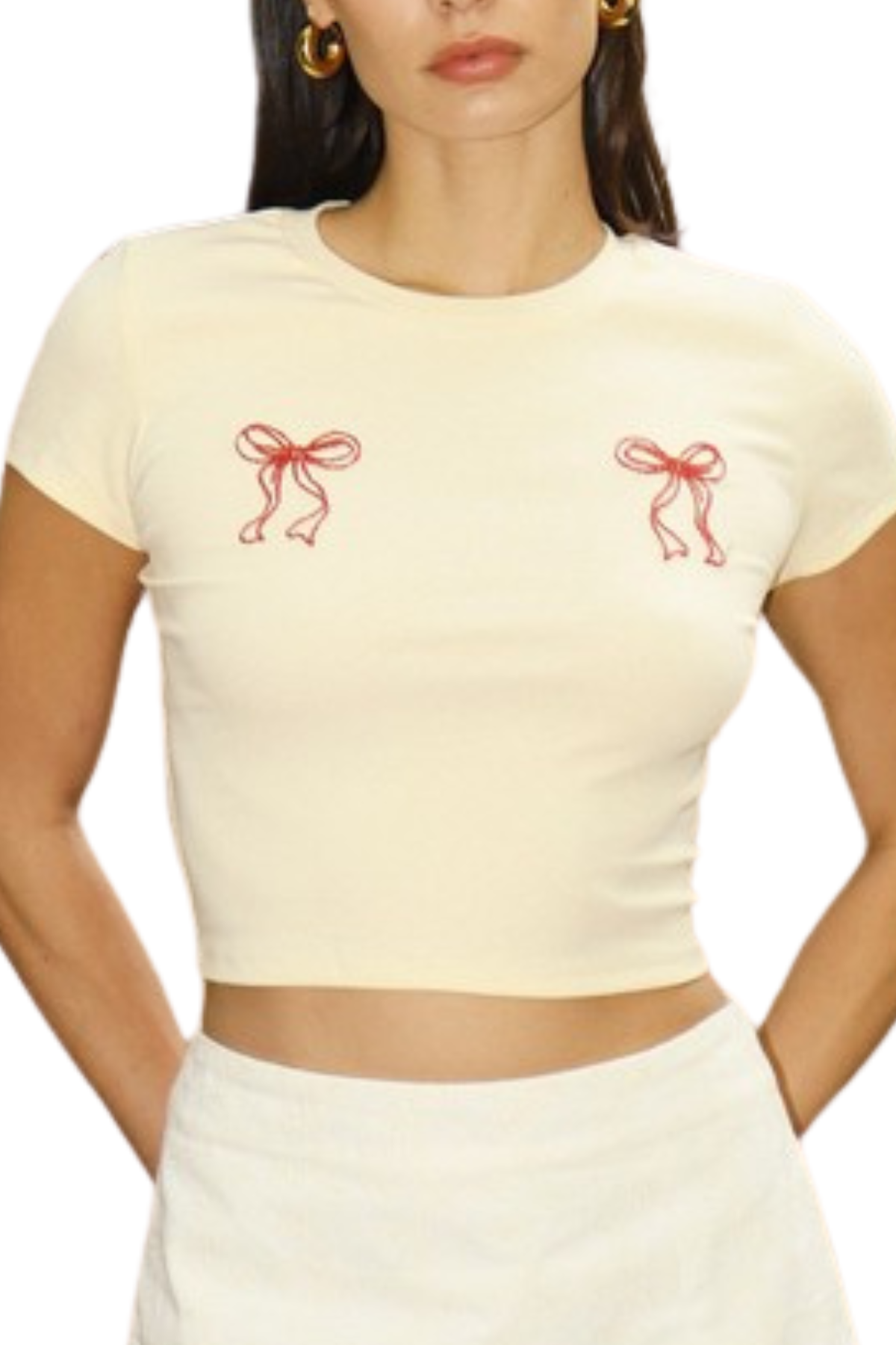 Bow Embroidered  Baby Tee