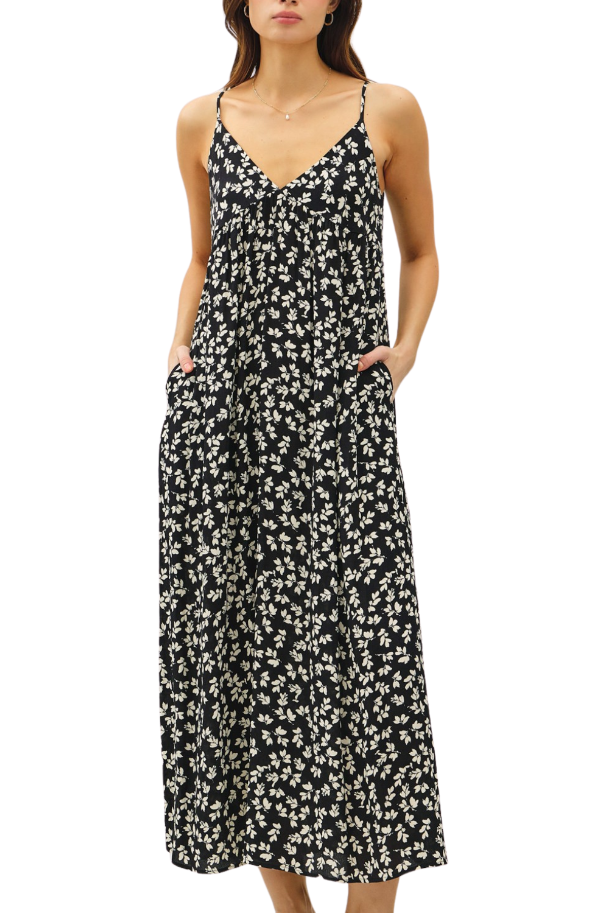 Nora Floral Maxi Dress - Black