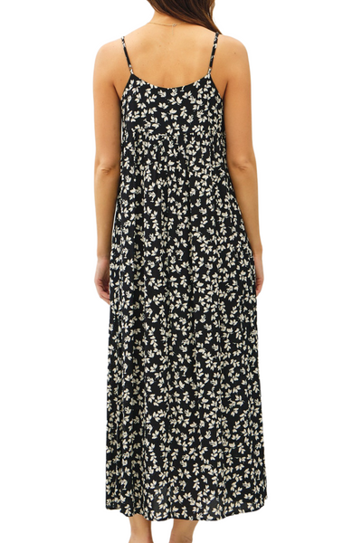 Nora Floral Maxi Dress - Black