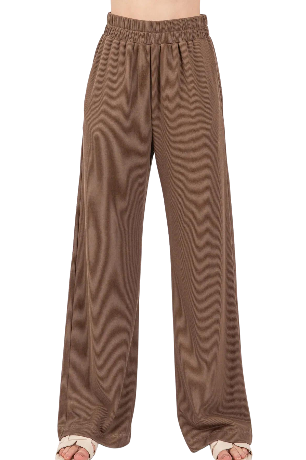 Connie Wide Leg Knit Pants - Brown