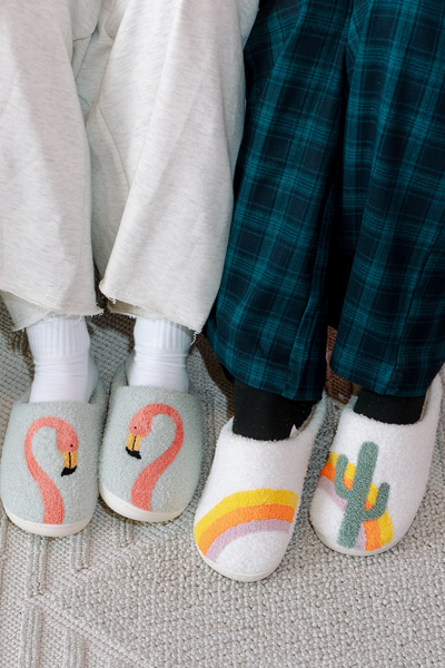 Novelty Slippers - Cactus Rainbow